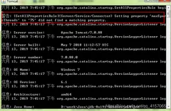 windows下、同时启动多个tomcat、出现如图错误maxSpareThreads=“75“ 警告