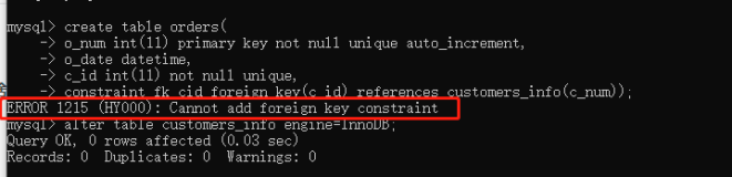 ERROR 1215 (HY000): Cannot add foreign key constraint