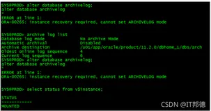 Oracle 开启归档报错ORA-00265处理