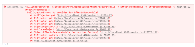Angular No provider for EffectsRootModule错误消息的出现原因和修复方式