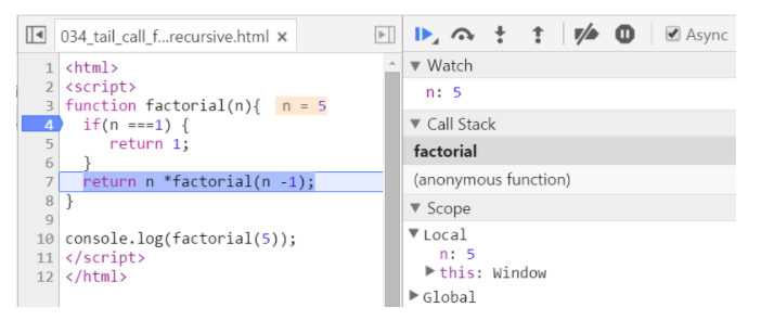 通过阶乘的例子,练习在JavaScript, Scala和ABAP里实现尾递归(Tail Recursion)