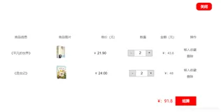 JavaScript实现购物车加减和价格运算等功能