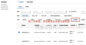 阿里云共享型和企业独享云服务器区别CPU性能说明