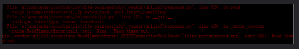 pip install安装某些库出现ReadTimeoutError错误的解决办法