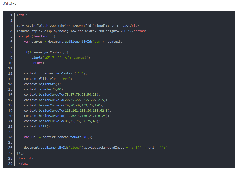 29行代码使用HTML5 Canvas API绘制一颗红心