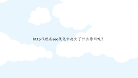 http代理在seo优化中起到了什么作用呢？