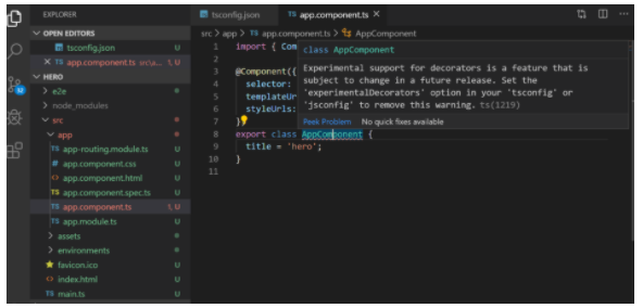 如何处理Angular项目在Visual Studio Code打开报关于@Decorators的警告信息