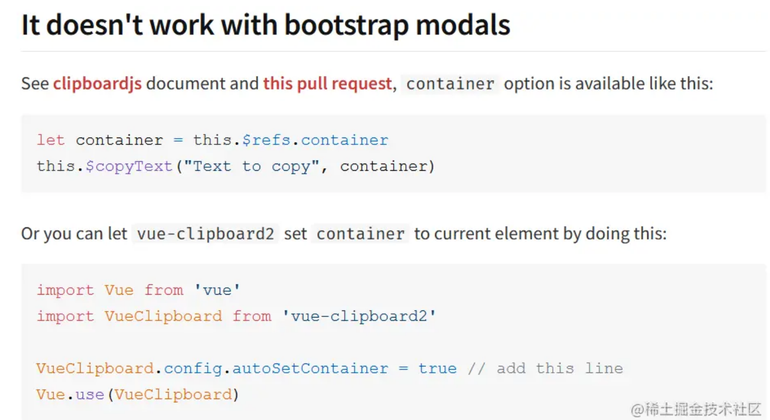  bootstrap modal vue clipboard2 