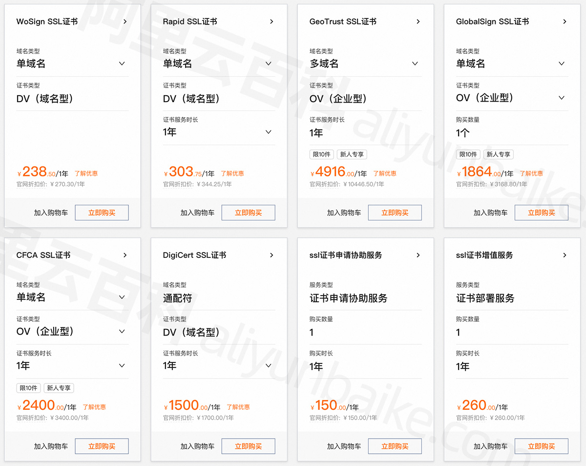 阿里云SSL证书价格2025年最新