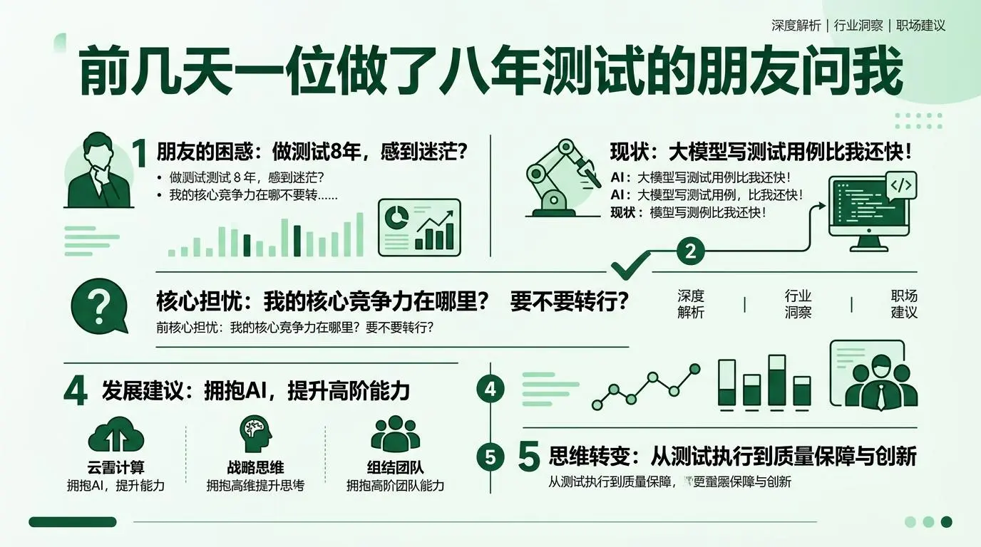 前几天一位做了八年测试的朋友问我