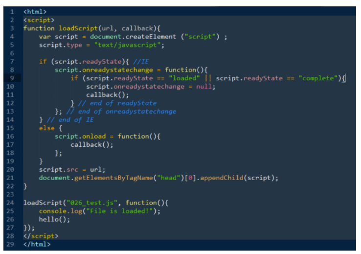 用手动创建新的script标签的方式，实现JavaScript脚本的异步加载