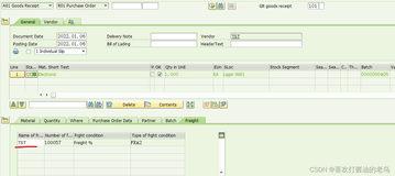 SAP MM MIGO界面上的Freight标签页（二）