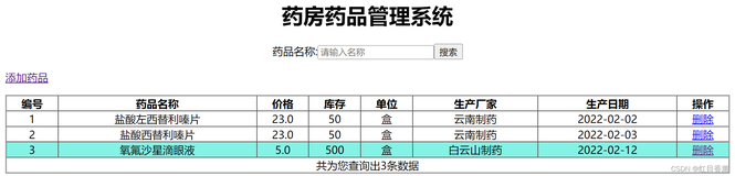 题目：javaWeb药房药品管理系统(附源码链接免费下载)