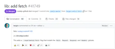 Node.js 支持 fetch API