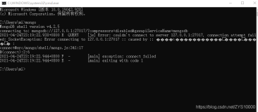 运行 mongo 出现 Error: couldn‘t connect to server 127.0.0.1:27017, connection attempt failed