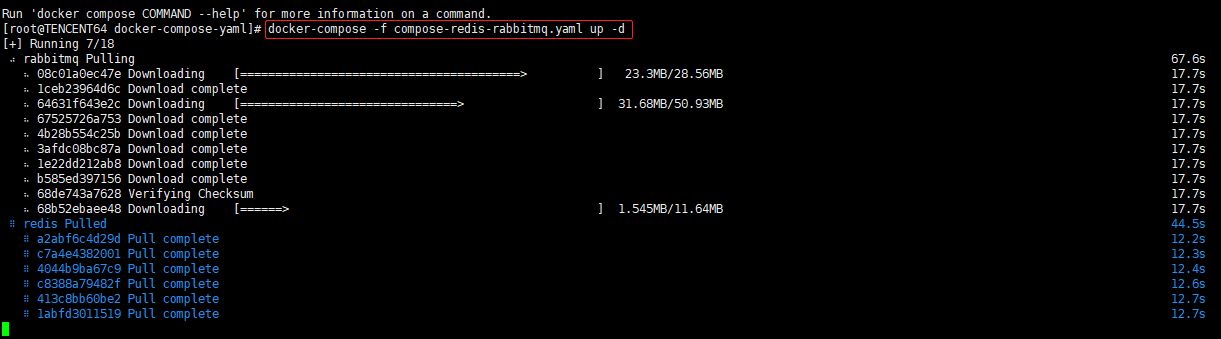 TencentOS Server 配置 docker / docker-compose 一键部署 redis，rabbitmq 容器