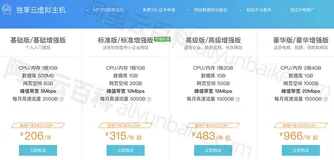 阿里云建站主机收费价格表
