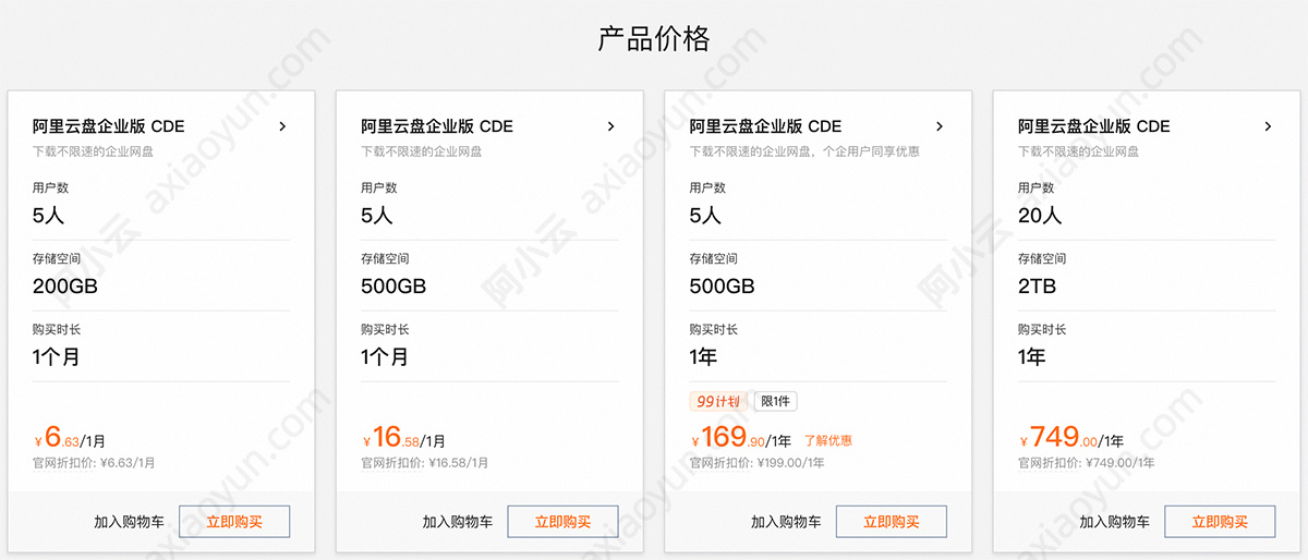 阿里云企业网盘收费价格
