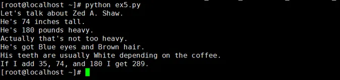 笨办法学 Python--跟书练习五~更多的变量和打印