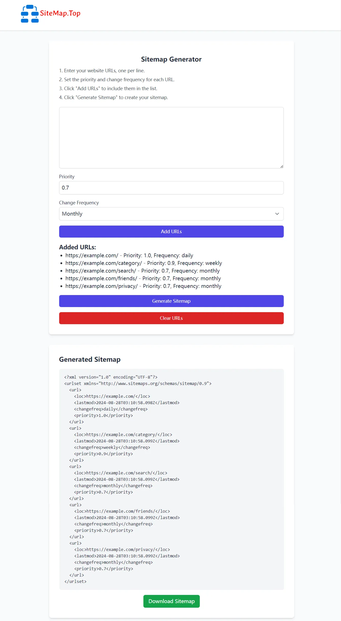 02 sitemap-top-add URLs ，generate and download sitemap.png