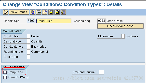SAP MM 条件类型中PB00的‘Group Cond.‘标记的作用？
