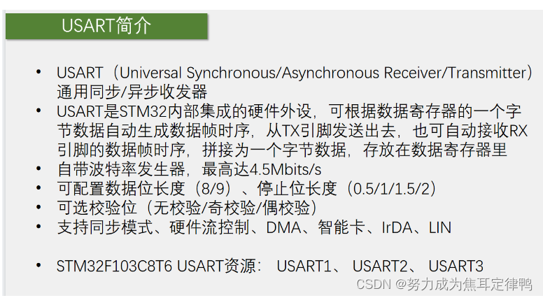 STM32:USART串口外设(内含：1.USART简介+2.USART基本结构+3.数据帧+4.起始位侦测+5.数据采样+6.波特率发生器)