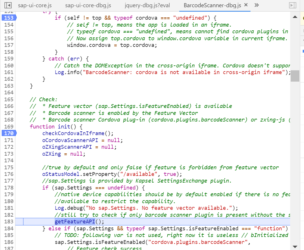 SAP UI5 barcode 控件的 feature 检查探测机制单步调试 checkCordovaInIframe阿里云开发者社区