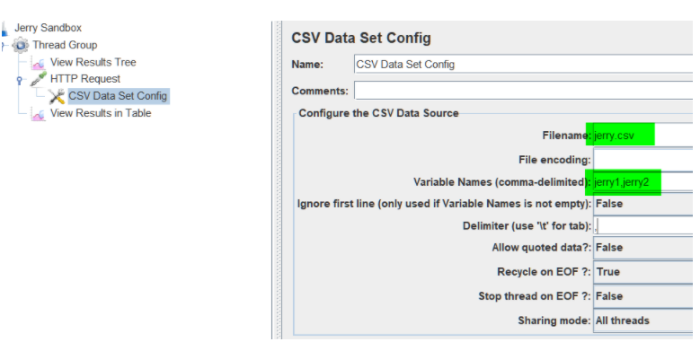 如何使用 jMeter CSV Data Set config
