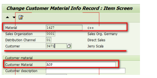 SAP CRM customer material info record