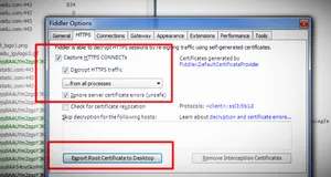 fiddler使用——配置抓取https，出现提示“禁用解密”“单击配置”