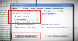 fiddler使用——配置抓取https，出现提示“禁用解密”“单击配置”