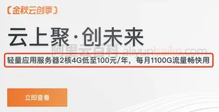 阿里云轻量应用服务器2核4G配置5M带宽优惠价格100元/年1100GB流量