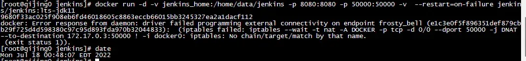 【Docker】 Error response from daemon: driver failed programming external connectivity on endpoint
