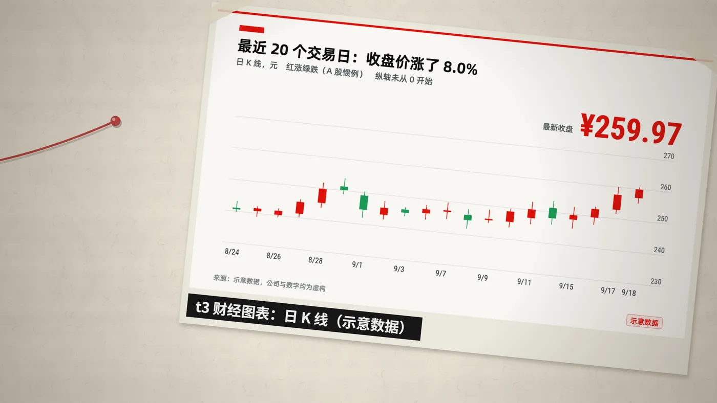 桌面拼贴风格的信息图，适合把「数字 + 图表 + 素材」摆在同一张画面上（huashu 渲染示例，数据为示意）