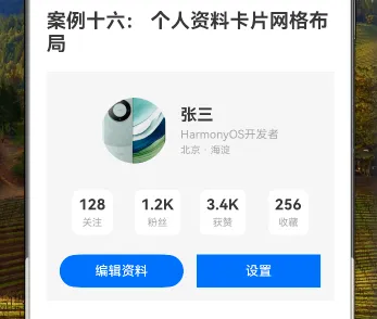 [HarmonyOS NEXT 实战案例十六] 个人资料卡片网格布局（上）