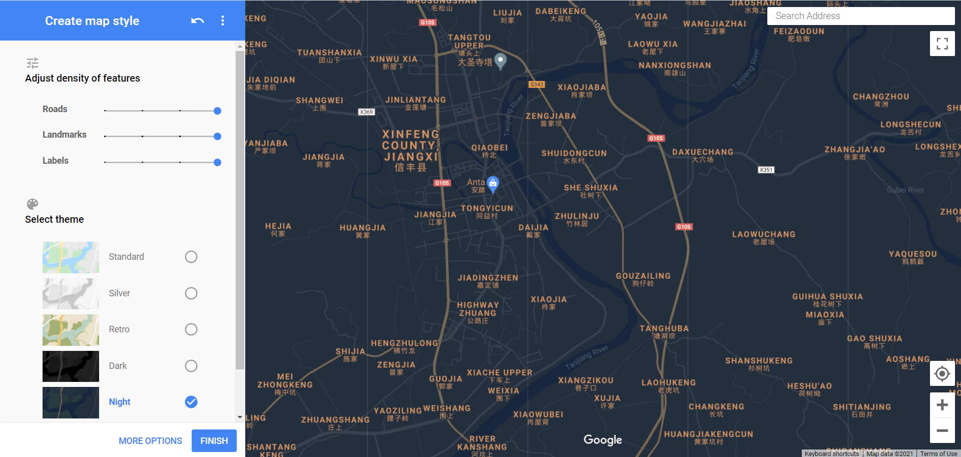 Google Maps APIs地图样式的设计与导出方法