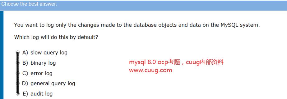 Mysql 8.0 OCP认证考试原题题库整理（CUUG内部资料）-第7题