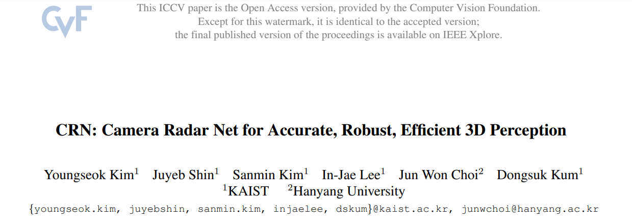【多模态融合】CRN 多视角相机与Radar融合 实现3D检测、目标跟踪、BEV分割 ICCV2023