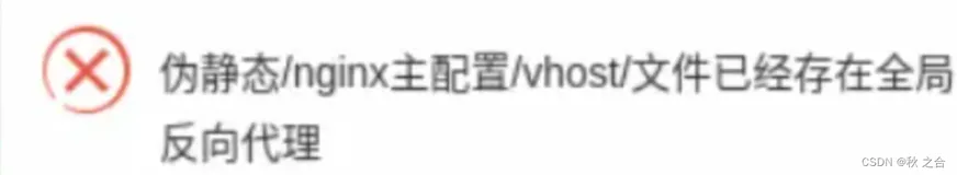 宝塔 配置反向代理出现“伪静态/nginx主配置/vhost/文件已经存在全局反向代理