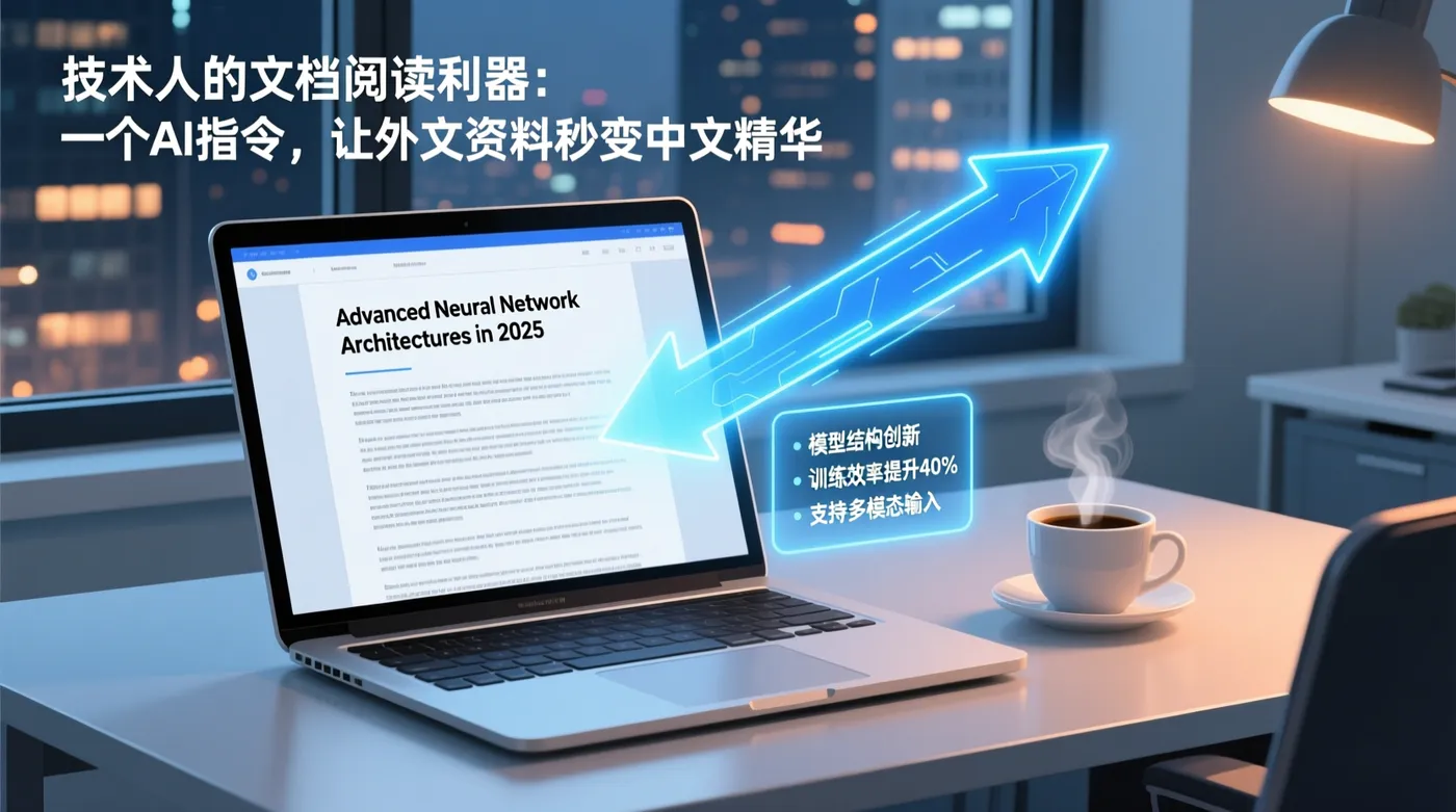 技术人的文档阅读利器：一个AI指令，让外文资料秒变中文精华