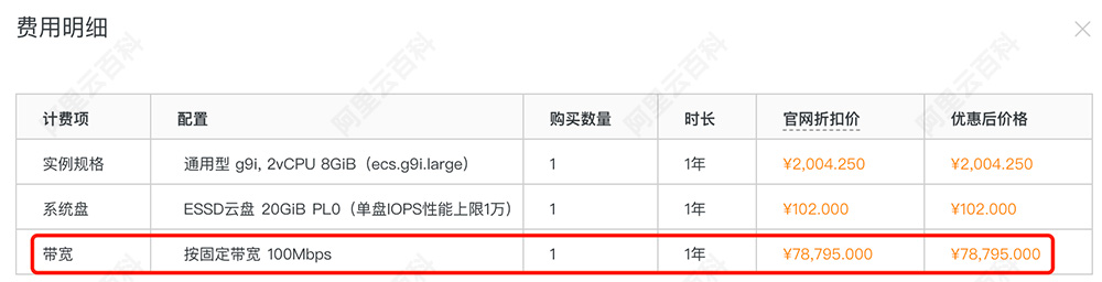 阿里云服务器100M固定带宽一年收费价格.jpg
