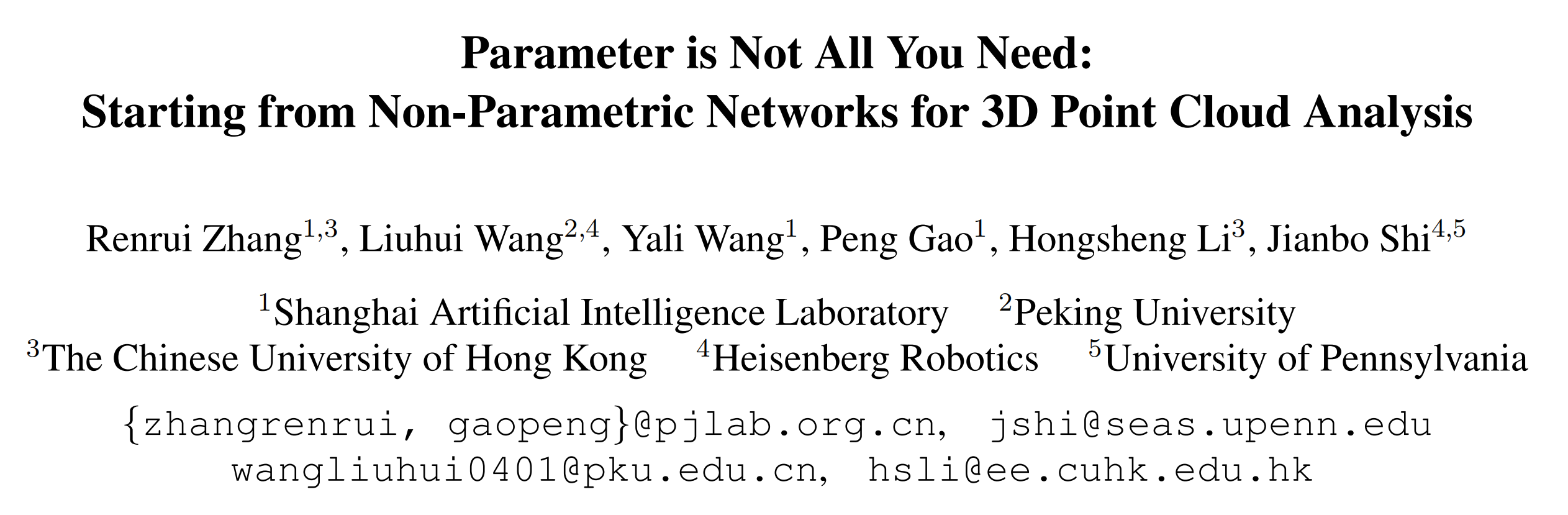 CVPR‘2023 Highlight | Point-NN: 即插即用,无需训练的非参数点云分析网络!