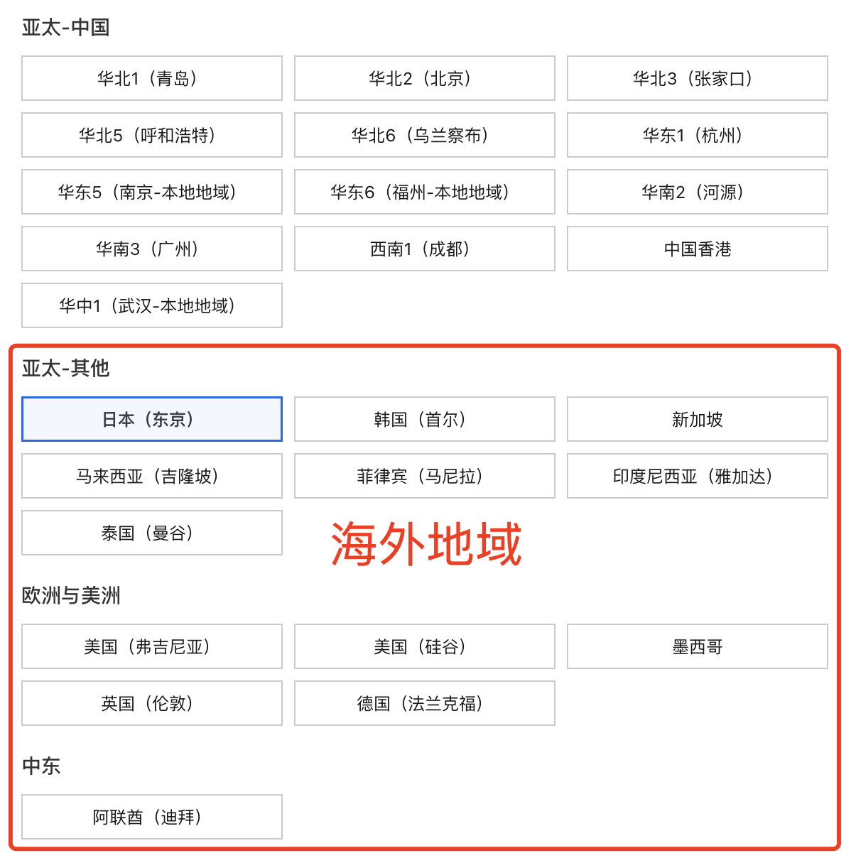阿里云海外地域服务器