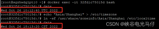 docker 不重启容器 设置 修改时区， 亲测有效