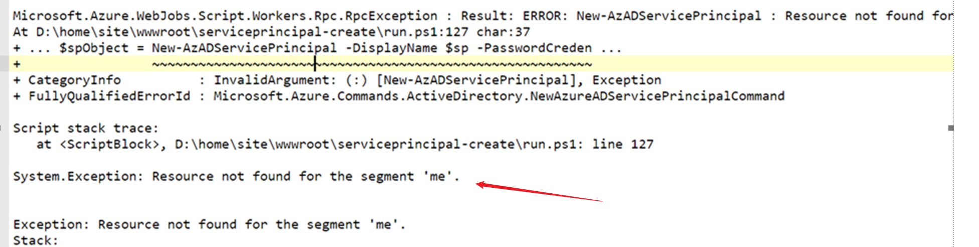【Azure 应用服务】azure function powershell 调用 New-AzADServicePrincipal -DisplayName  spCred