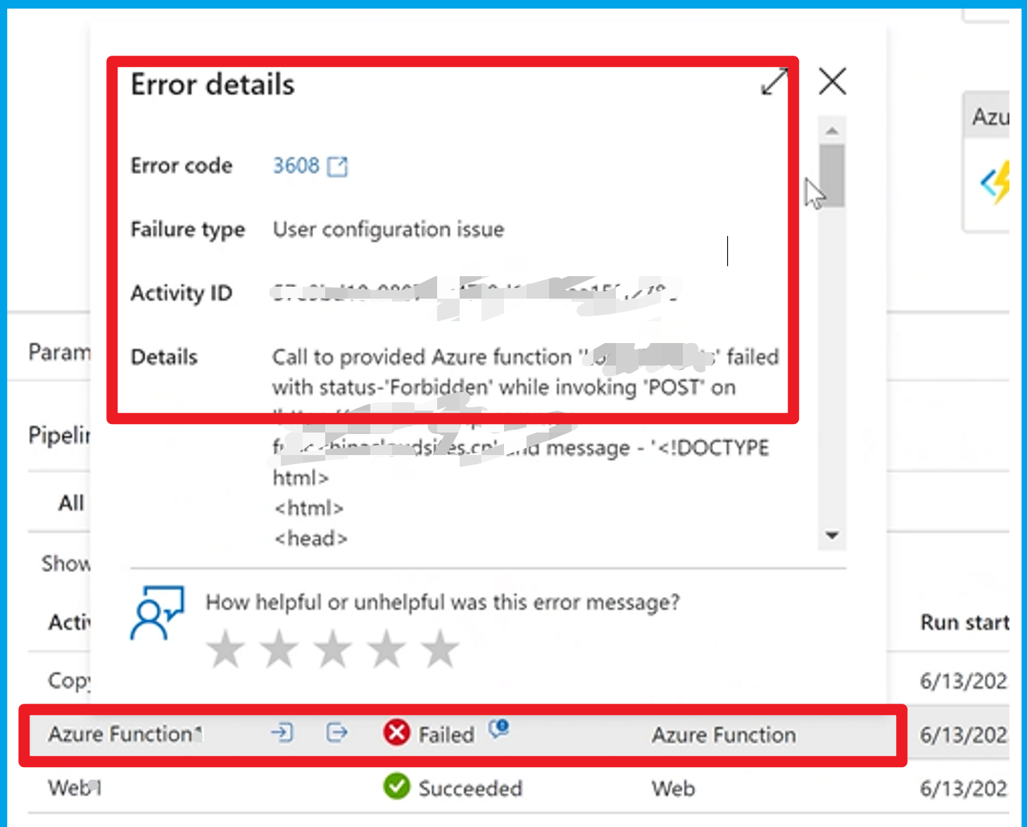 【Azure 应用服务】Azure Data Factory中调用Function App遇见403 - Forbidden