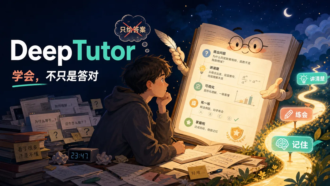 DeepTutor 封面：学会，不只是答对
