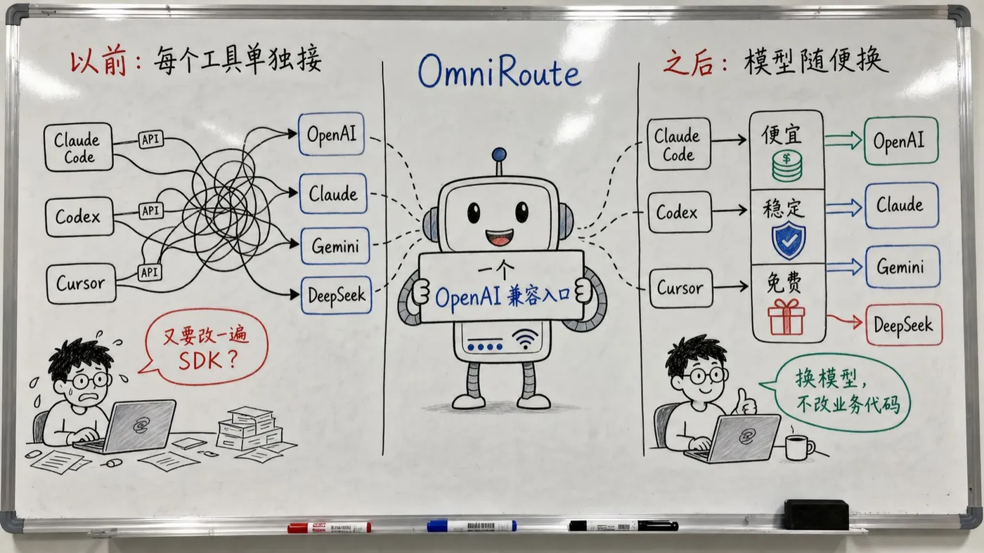 白板手绘创作图：从每个工具单独接到一个 OpenAI 兼容入口