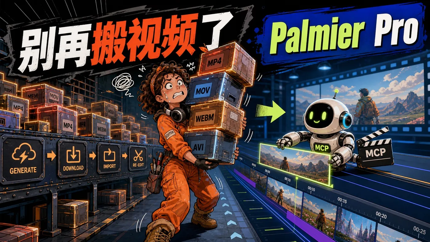 场景创作封面：Palmier Pro 把 AI 视频从搬运循环接进时间线