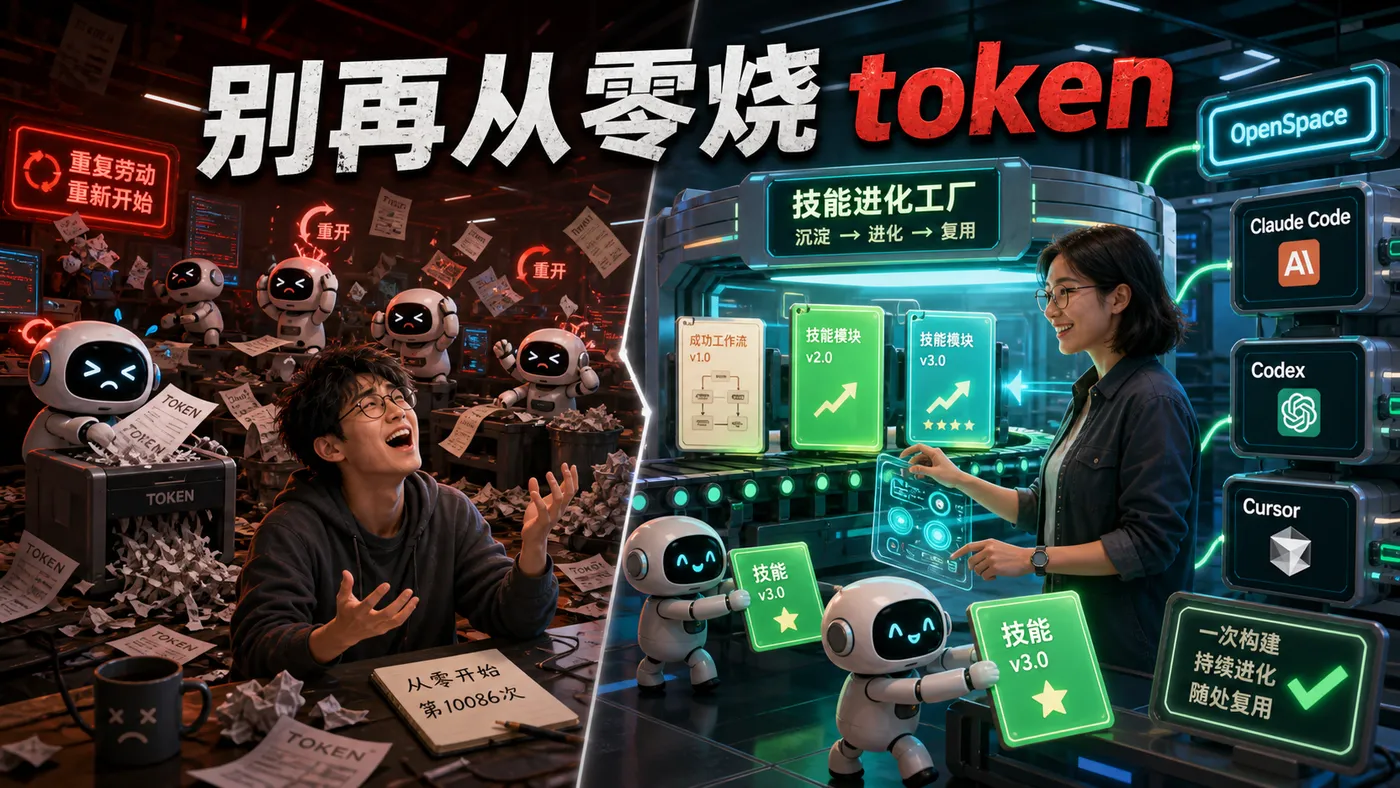 场景创作封面:OpenSpace 技能进化工厂